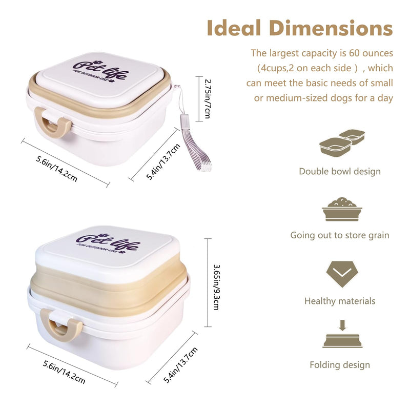 Travel Dog Bowls, Portable Food and Water Bowl for Dogs and Cats 2-in-1, Foldable Feeding and Food Storage Solution for Small & Medium Dogs, Ideal for Traveling & Camping (White, Small) white - BeesActive Australia