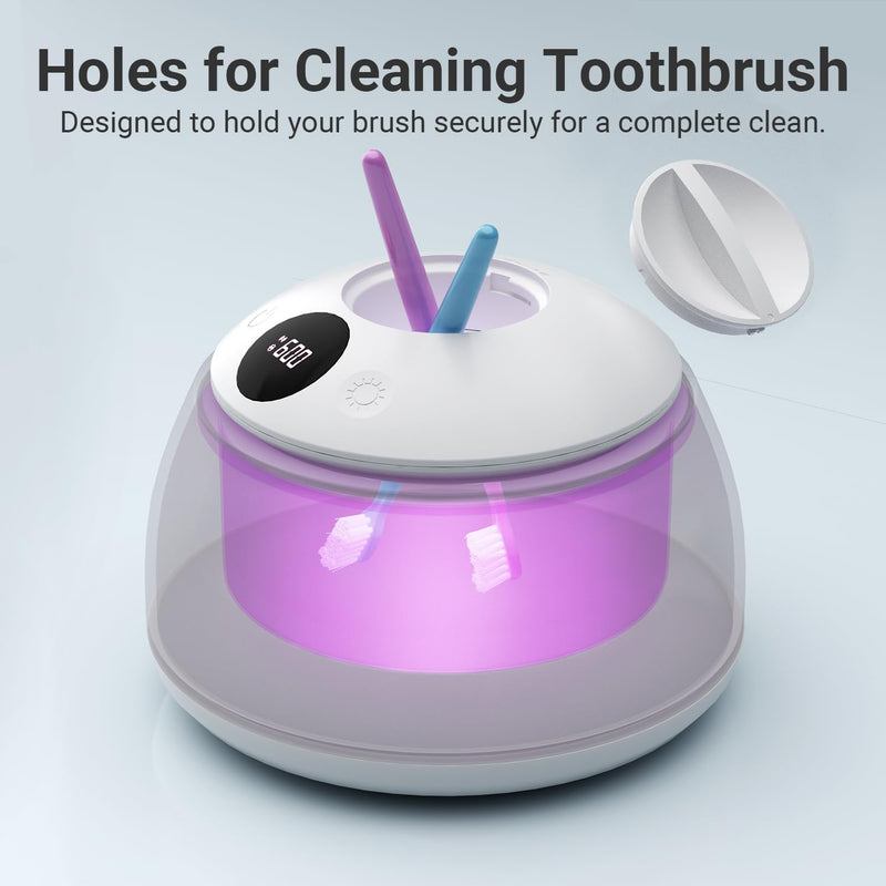 Ultrasonic Retainer Cleaner for Aligners & Dentures, 45kHz Dental Cleaning Machine with Digital Timer, 200ML Stainless Steel Tank, Low Noise Cleaner for Braces, Mouth Guards & Daily Dental Care White