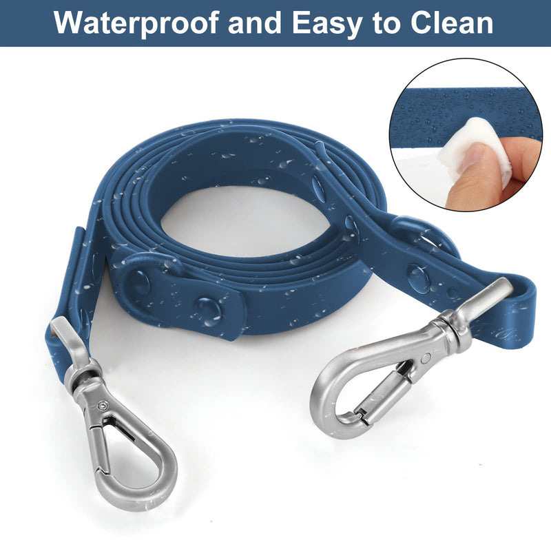 Wisedog Waterproof Dog Leash – 5ft/6ft Adjustable with 2 Metal Swivel Hooks, Easy to Clean Dog Leashes for Small, Medium, Large Breed Dogs (Navy,M) 5 ft × 3/4 in Navy