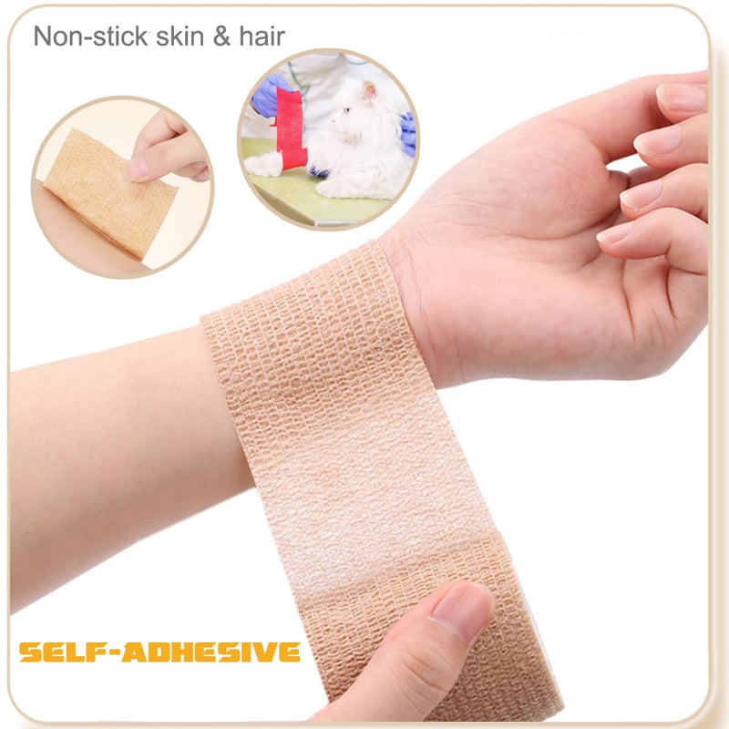 QUMY Self-Adhesive Bandage Wrap 6 Pack, 2 Inch x 5 Yards Cohesive Breathable Non-Woven Vet Tape for Pets, Dog Bandage Shoes, Wound First Aid Gauze for Dog, Horse, Cat, Elastic Wrap for Ankle, Sports 0Blue - BeesActive Australia