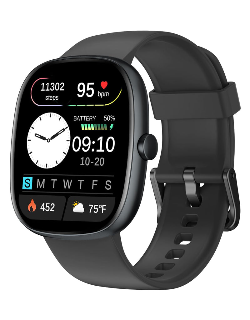 Fitness Trackers for Men Women with Bluetooth Call 24/7 Heart Rate & Blood Oxygen Monitor Sleep Tracker, Steps/Calories Counter Stopwatch/Timer/Alarm Clock, Pedometer for Walking Waterproof (Black) Black - BeesActive Australia