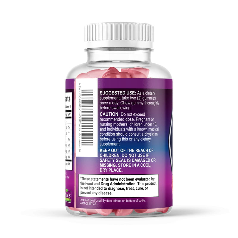 Calcium Supplement Gummies - Sugar Free Calcium Gummy with Vitamin D3 for Best Absorption - Supports Immune Health, Bones & Teeth - Nature's Calcium Chews for Women & Men - Berry Flavor - 120 Gummies 120 Count (Pack of 1)