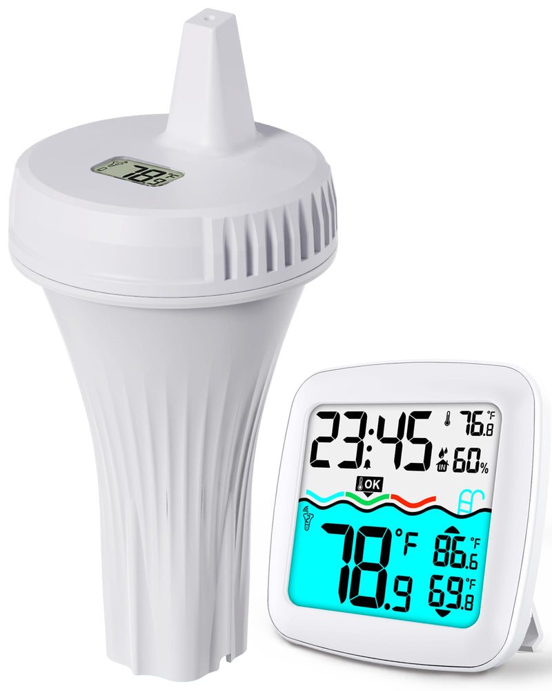 Pool Thermometer Floating Easy Read, IPX8 Waterproof Wireless Digital Thermometer with Indoor Thermometers for Swimming Pool, Spa, Aquarium, Cold Plunge, Hot Tub, Pond - BeesActive Australia
