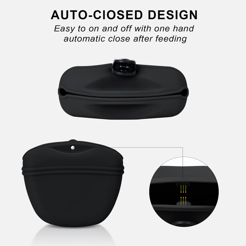 Left&Right Dog Clicker Training Kit,Silicone Dog Training Treat Pouch and Dog Clickers,Dog Treat Bag with Clicker Training for Dogs,Pet Treat Bag with Convenient Magnetic Buckle Closing and Waist Clip Black - BeesActive Australia