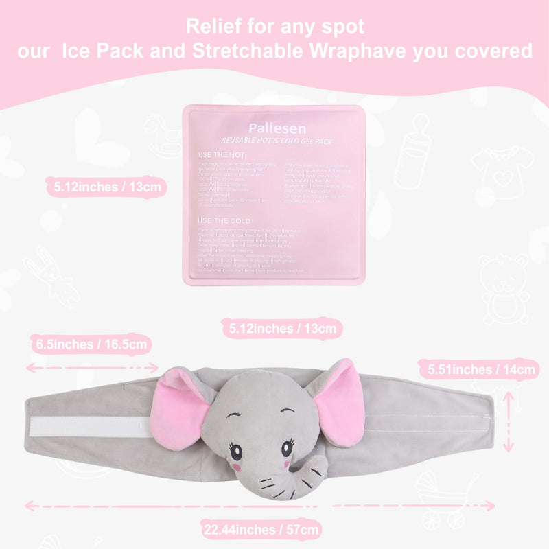 Colic Baby Relief,Gas Relief for Infants,Baby Colic Heated Tummy Wrap,Baby Swaddling Belt for Colic Calm,Natural Relief for Upset Stomach in Babies and Toddlers,Elephant Elephant-grey - BeesActive Australia