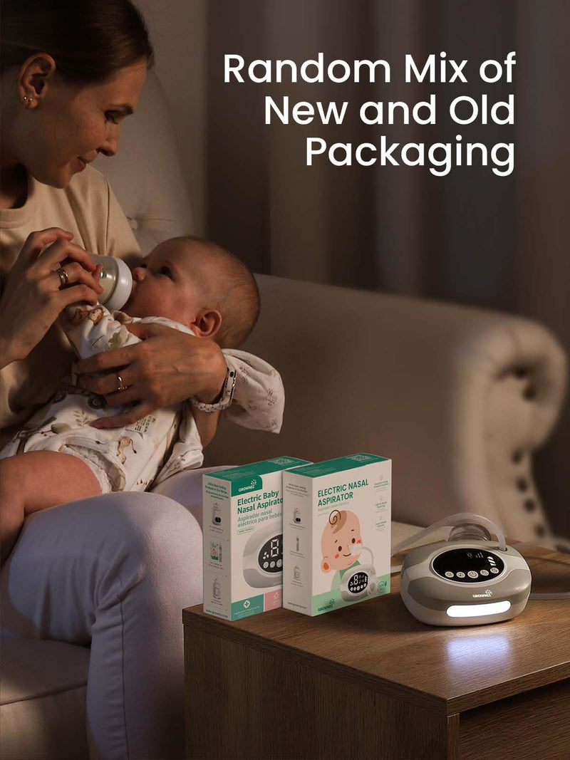 GROWNSY Electric Nose Suction for Baby, Hospital-Grade Nasal Aspirator with Night Light,Soothing Lullabies, Baby Nose Sucker with 9 Adjustable Suction Levels Grey Standard