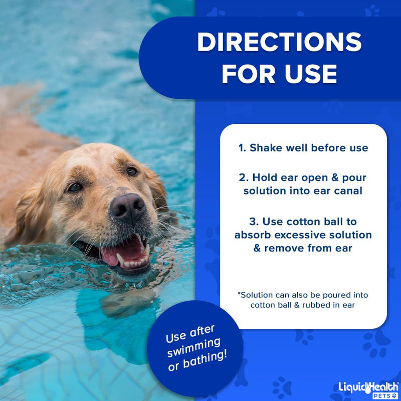 LIQUIDHEALTH Pets K9 Dog Ear Cleaner Wash Solutions - Infection Cleaning Hygiene Treatment Liquid Drops for Dogs, Canines, Puppies - for Use After Swimming or Bathing - Made in The USA (8 oz, 1Pack) 8 oz - 1 pack