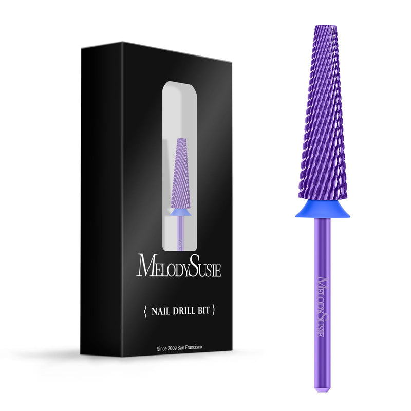MelodySusie Super Long 5 in 1 Nail Drill Bits, 3/32'' Carbide Tungsten Bits, Suitable for Manicure Pedicure Cuticle Gel Polishing, Professional Advanced Bits, Purple, Series Bit-X, Medium Medium-M - BeesActive Australia