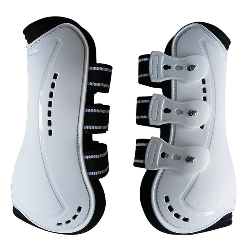 Horse Boots Open Front Jumping Tendon Sport Boots, Hind Fetlock Boots, Secure Leg Protection, Classic Breathable Equine Supplies, Set of 4 M White - BeesActive Australia