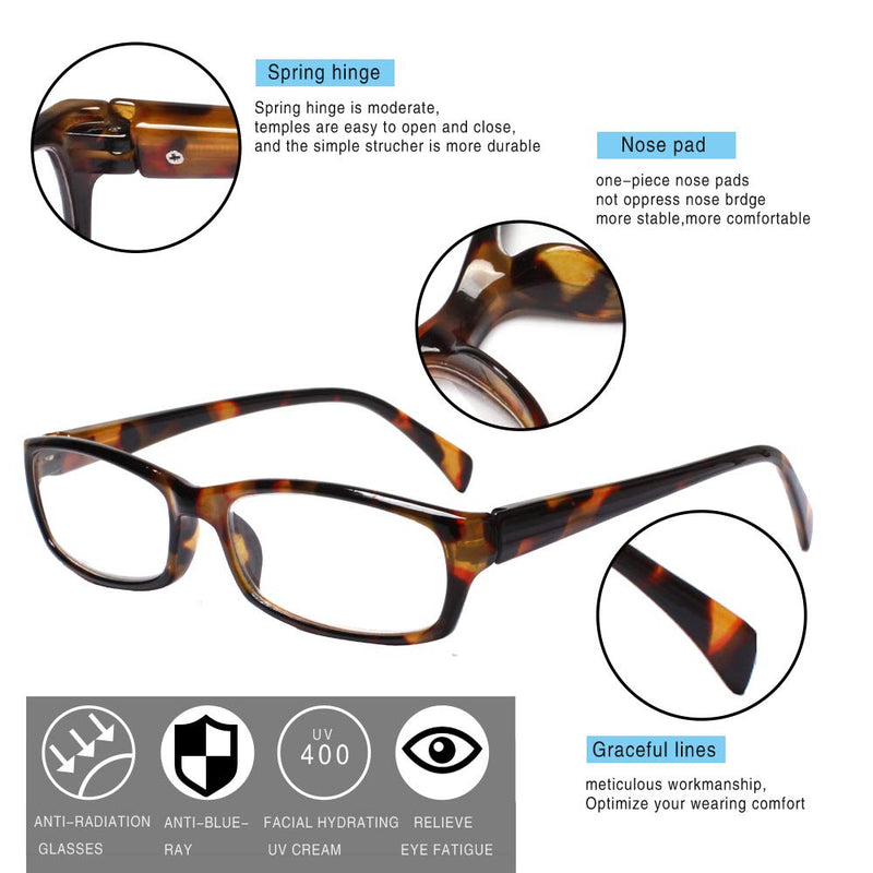 Henotin 5-Pack Reading Glasses Blue Light Blocking Anti Eyestrain Computer Reading Glasses for Women and Men Readers 5 Pack Mix Color 2.5 Diopters - BeesActive Australia