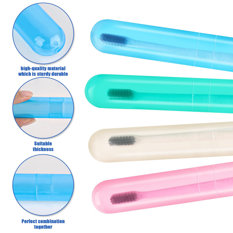 4 Pack Toothbrush Cases Travel Toothbrush Holder Portable Toothbrush Container Case Plastic Toothbrush Carrier Cover Case Toothbrush Protector for Traveling, Bathroom, School, Home, Camping Blue, Green, Pink, Beige - BeesActive Australia