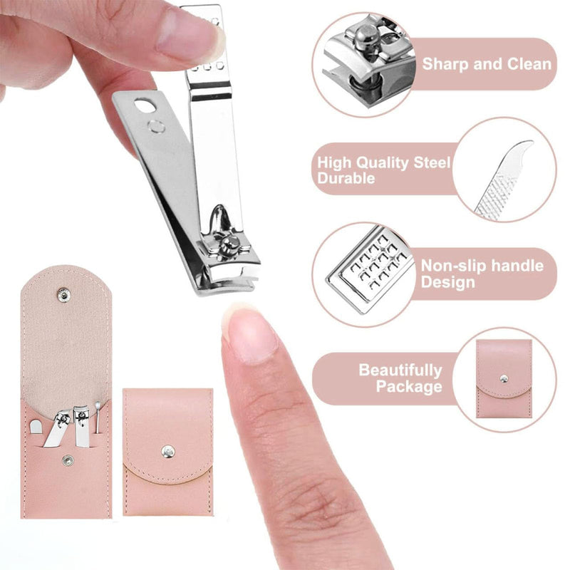 24 Sets Travel Manicure Set Professional Nail Clipper Kit Bulk,4 in 1 Adult Stainless Steel Travel Manicure Kit with Case Individually Wrapped Nail Clippers Bulk for Homeless,Hotel,Charity（Pink） 24 Packs(4 in 1) Pink - BeesActive Australia