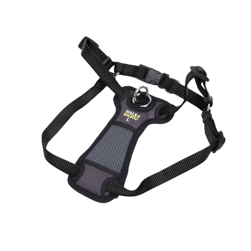 Coastal Pet Walk Right Front-Connect No-Pull Padded Dog Harness - Adjustable Dog Harness - Small & Large Dog Harness - Comfortable Harness for Dogs - Quality Dog Supplies - Black, LRG (26"-38") Large - 24"-38" girth - BeesActive Australia