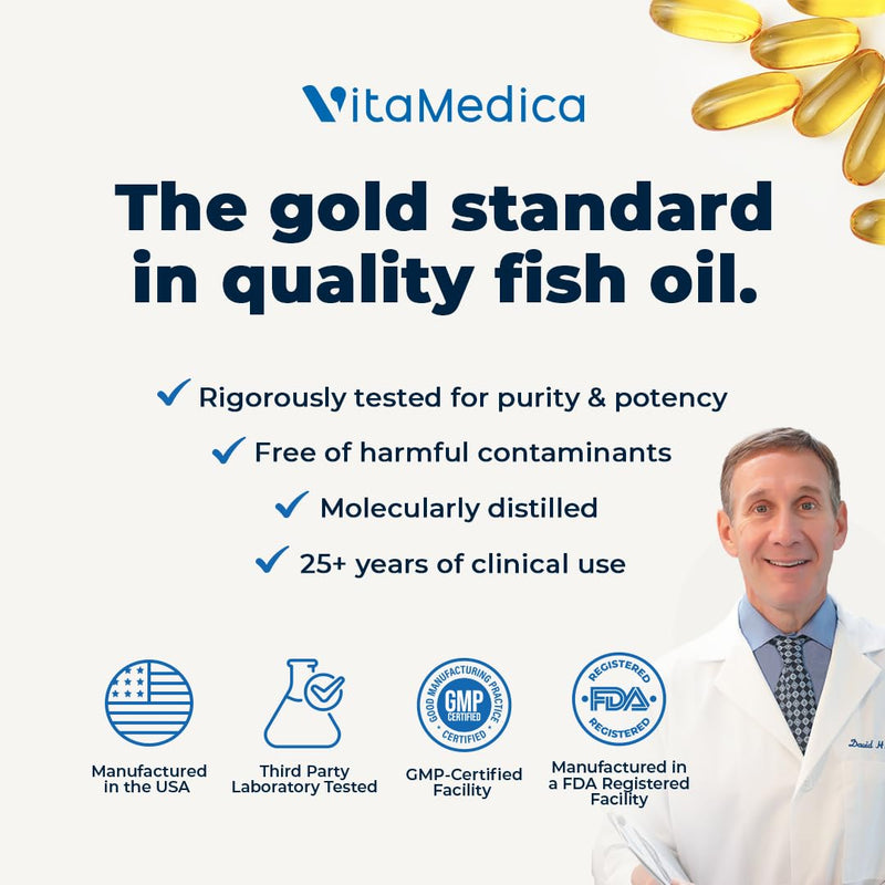 VitaMedica Super EPA/DHA Fish Oil, 750mg Omega-3-60 Servings | High-Potency Essential Fatty Acids, Heart Health, Brain Health & Immune System Support