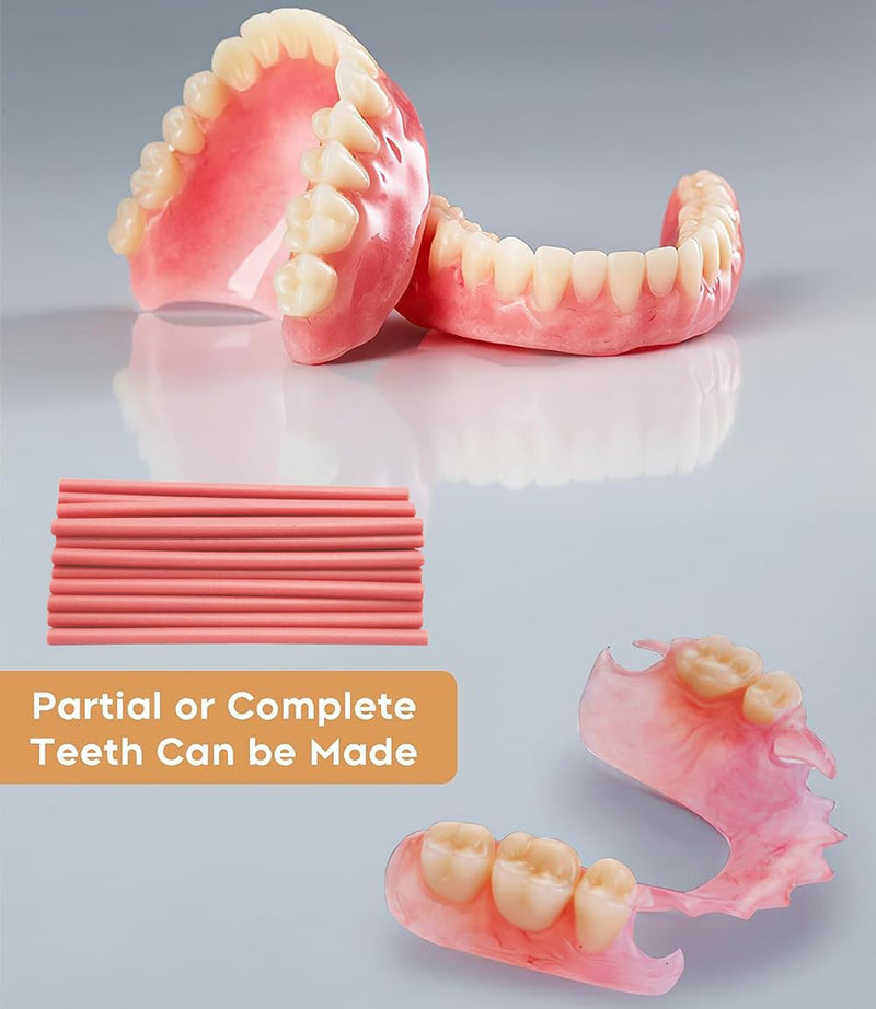 Tooth Repair Kit-Gum Material for Making Temporary Partial or Full Denture,Tooth Fixing Kit for Improving Condident Smile (Dark Pink)