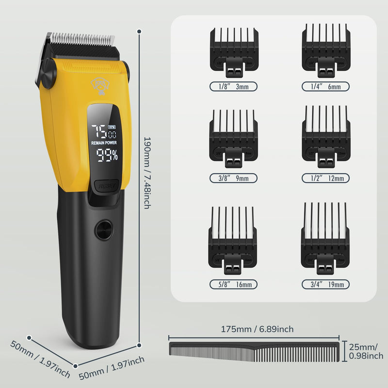 Dog Grooming Kit - MINGAFENG Dog Clippers for Grooming,3-Speed Low Noise Rechargeable Cordless Pet Hair Trimmer with Polymer Metal Material Blades and LED Light,Perfect for Small, Medium and Large Pet - BeesActive Australia