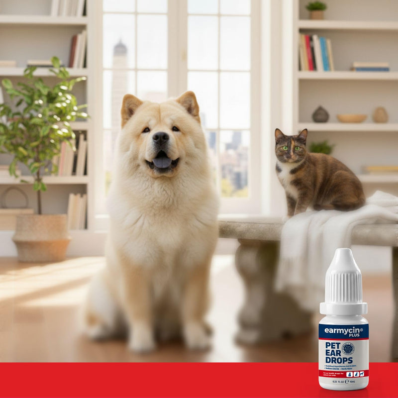 EARMYCIN Ear Infection Treatment Drops for Dogs and Cats,with 0.02% Hypochlorous Acid Soothing Dog Yeast Infection, Itchy Ear Relief-Treats Ear Infections for Dogs & Cats (0.33 fl oz) 0.33 fl oz