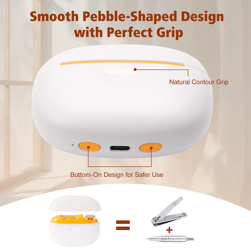 Electric Nail Clipper, 2 in 1 Nail Care Tool with Filing Function, Safe & Gentle Nail Trimmer with LED Light, Quiet and Effortless, Rechargeable for Adults & Seniors (White) Whrite - BeesActive Australia
