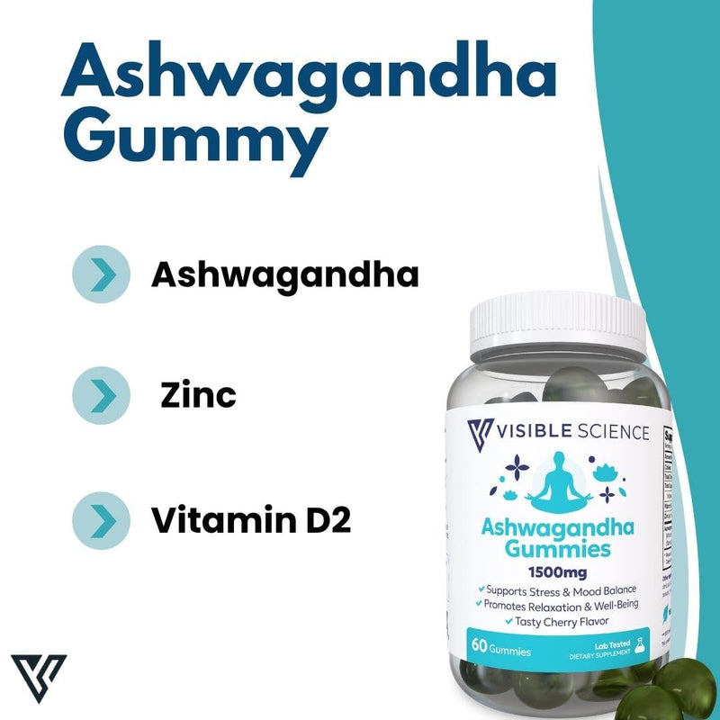 Ashwagandha Gummies, 1500mg, Cherry Flavor, 60 Count