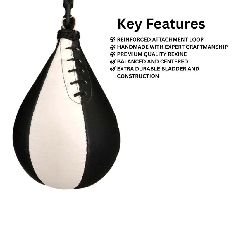 Speed Bag Boxing Ball with Hanging Swivel Set – Hand-Stitched Rexine Punching Bag with Latex Bladder, Fitness, Home Gym & Boxing Workouts, Swivel Compatible