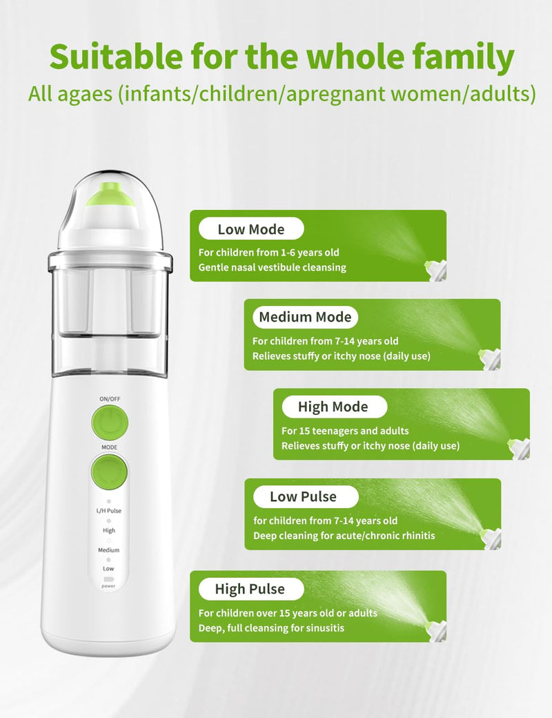 Minidiva Nasal Care Sinus Relief Kit, Gentle Nasal Rinse System with 10 Salt Packets, Portable Salt Packs for Children and Adults (Green) - BeesActive Australia