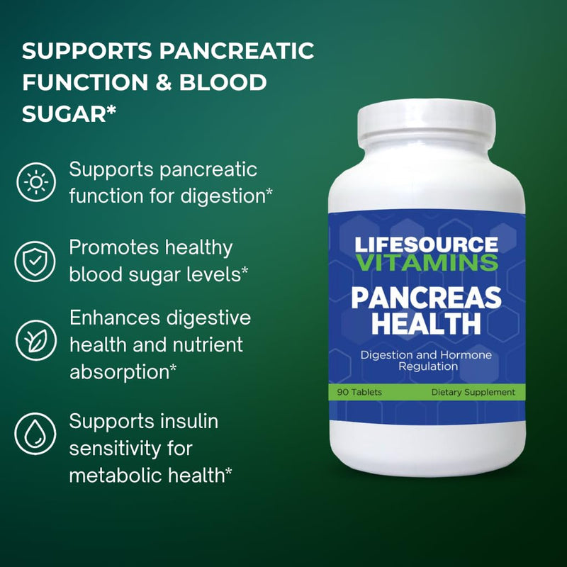 LifeSource Vitamins Pancreas Health 90 Tablets | All Natural Synergistic Ingredients for Pancreas Health & Support