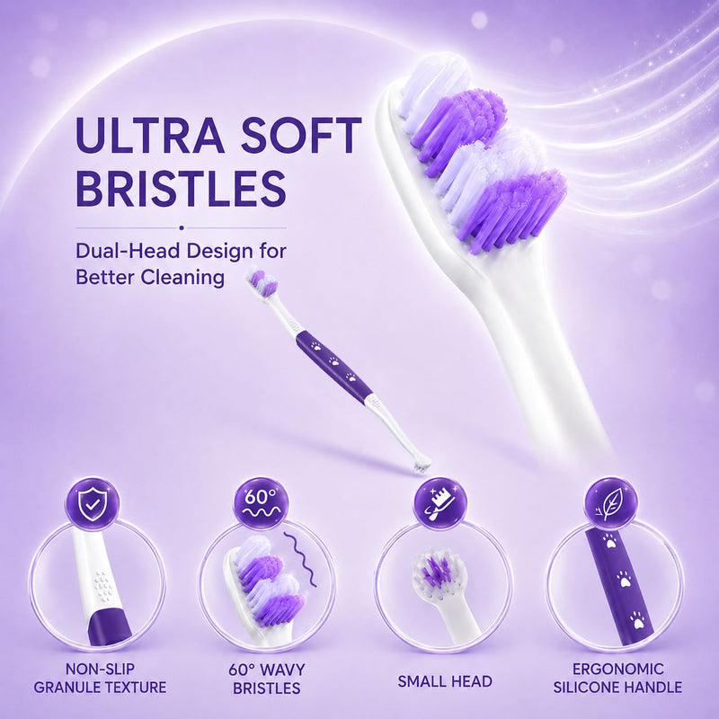 6% nHA Pet Dual-Enzymatic Toothpaste+Dog Toothbrush – Newly Upgraded Dual-Head Design