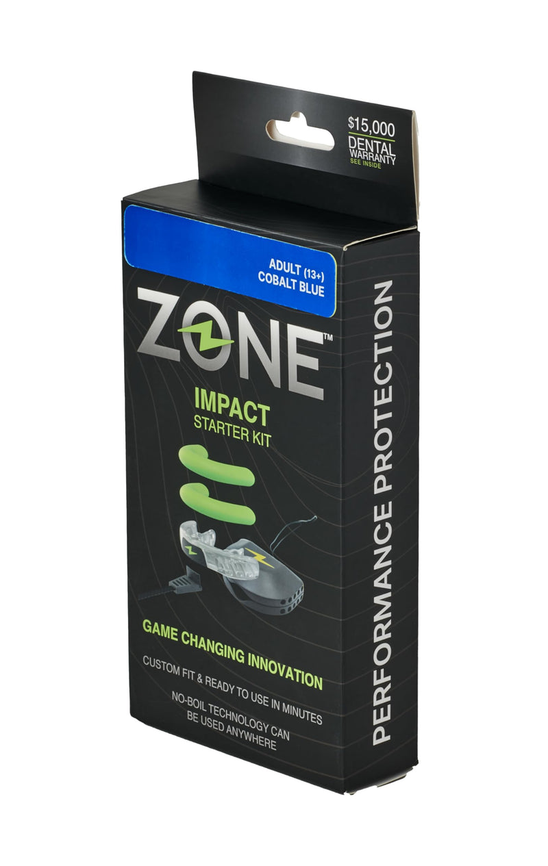 Zone Mouthguard Sports Mouth Piece Starter Kit - Custom-Fit Mouth Piece, Replacement Putty, & Carry Case. Custom fit in Minutes. M.O.R.A. Technology. No Boil, No Pain for Adults (Blue) Adult Blue