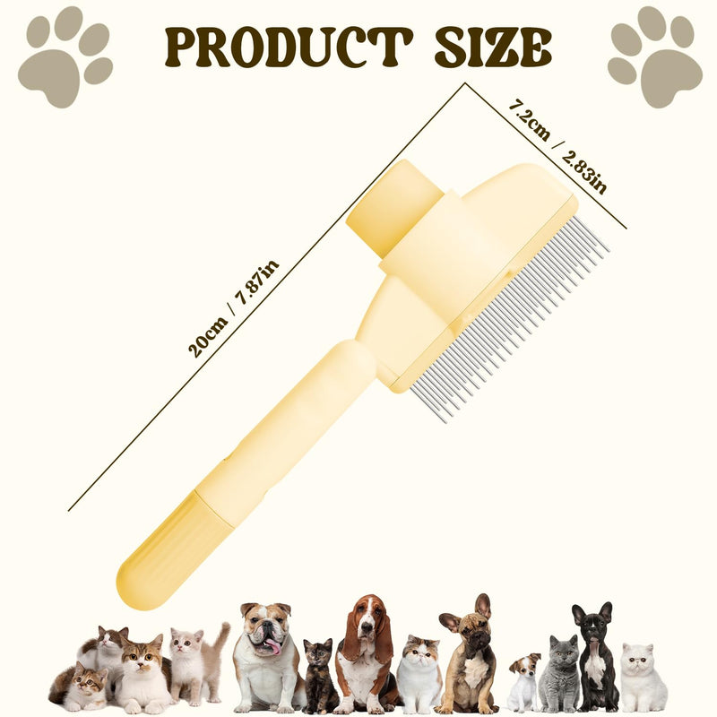 Pet Hair Removal Comb Flea Comb, New Cat Brush with Release Button, Pet Grooming Brush for Short&Long Hair(Yellow+Green） - BeesActive Australia