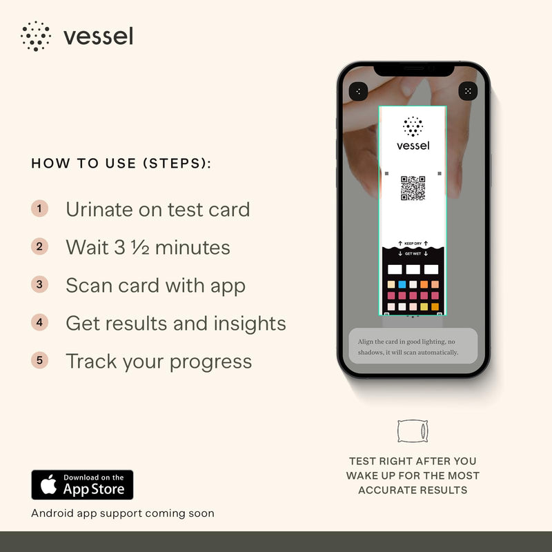 Vessel Health, The Most Accurate Health & Wellness Urine Test Available – Measures Magnesium, Calcium, Vitamin C, Sodium, Hydration, Ketones & More: Results & Custom Insights in App, iOS Only, 1 Pack 1 Count (Pack of 1) - BeesActive Australia