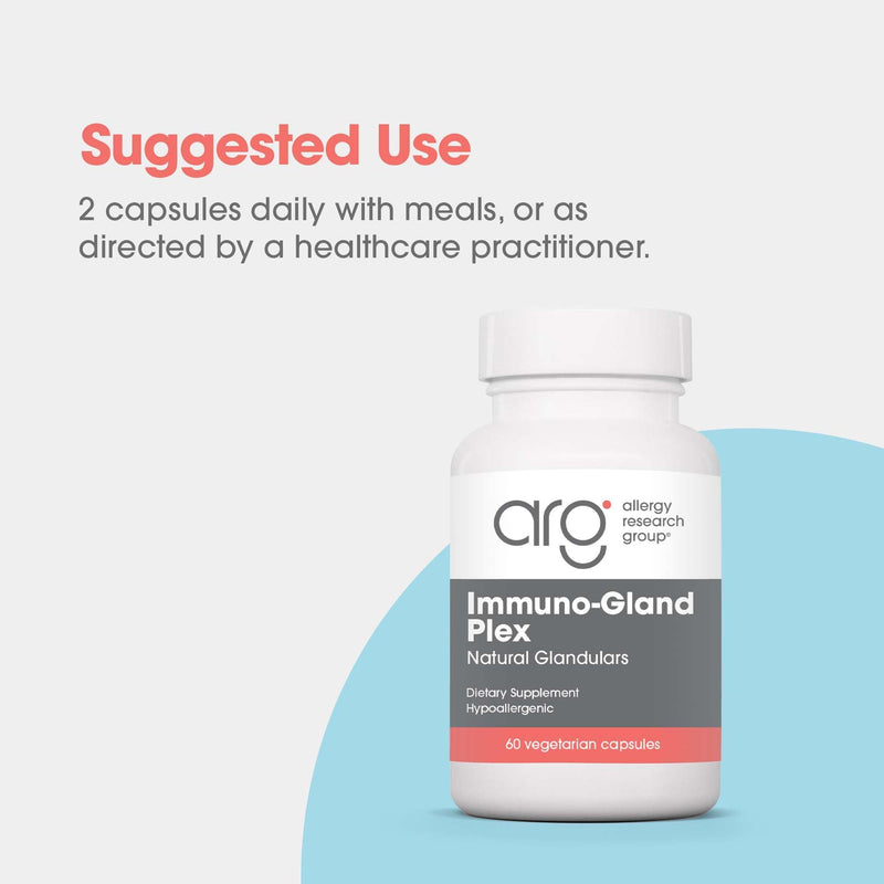ARG Immuno-Gland Plex Multi-Organ Glandular Blend, 60 Capsules | Freeze-Dried Vegetarian Capsules for Immune Health and Vitality, Hypoallergenic Multi-Organ Formula, 60 Servings