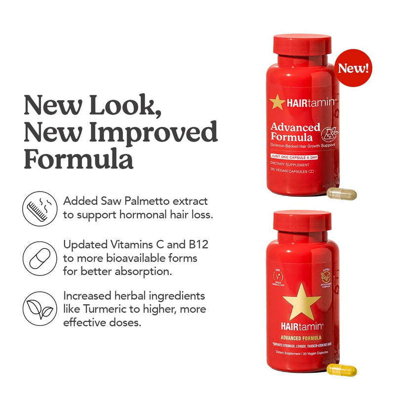 HAIRtamin Hair Vitamins with Biotin, Vegan Capsules, 1 Month Supply