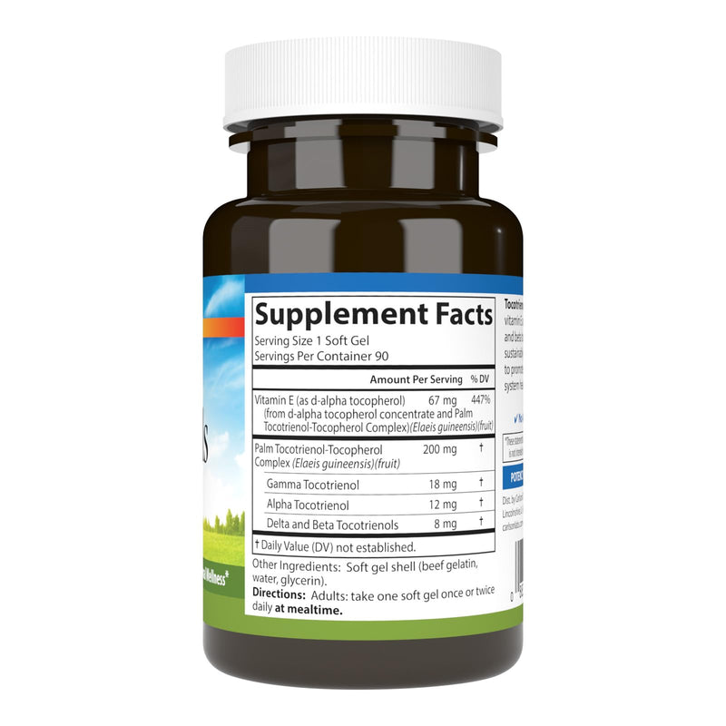 Carlson Tocotrienols, 40 mg, with Natural-Source Vitamin E, 90 Softgels | Gamma; Alpha; Delta; Beta; Sustainably Sourced 90 Count (Pack of 1)