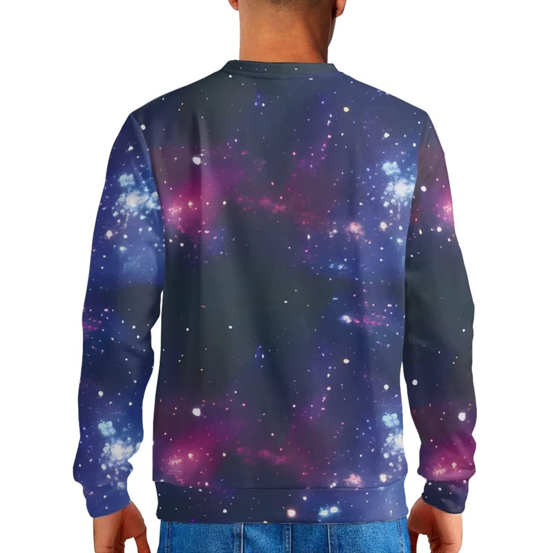AFPANQZ Sweater Men's Long Sleeve Seamless Pullover Sweatshirt Crewneck Lightweight Outdoor Running Autumn Winter Large Galaxy Space