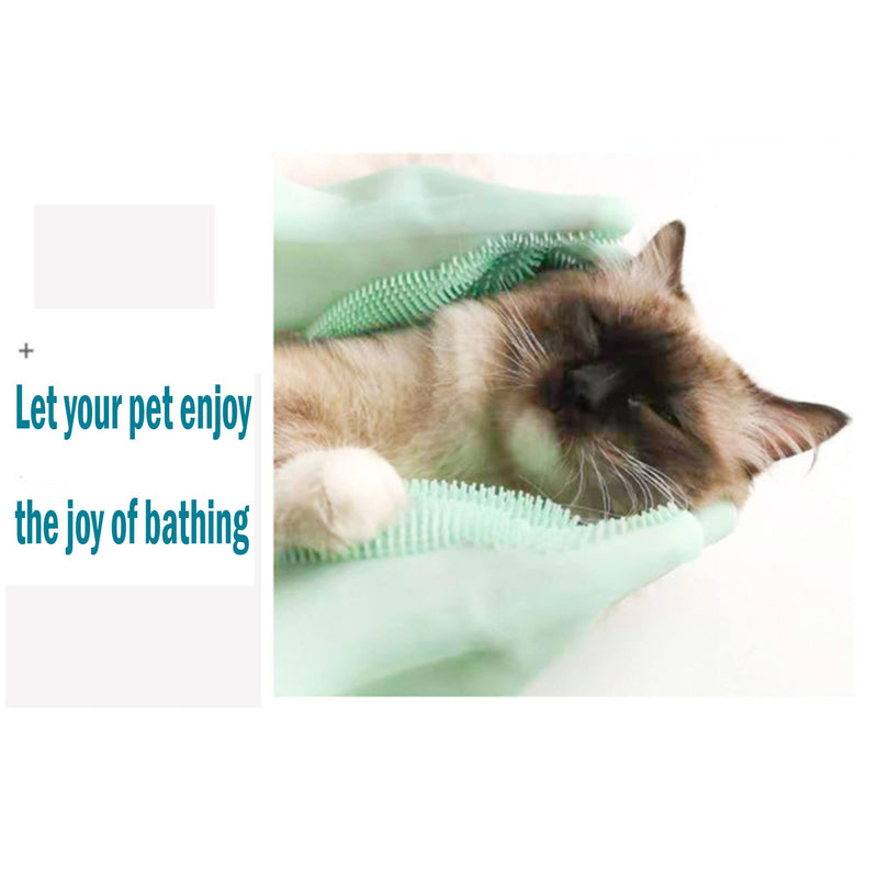 XFLYP Pet Grooming Gloves, Grooming Gloves Cats Made of Silica Gel Glove Brush Cat, Hangable Design, Bathing and Massaging for Dogs and Cats (Green) - BeesActive Australia