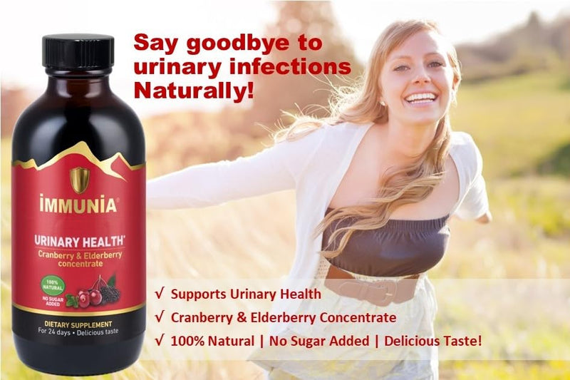 Immunia Urinary Health. Cranberry & Elderberry Concentrate for the Prevention of Urinary Infections. Natural. Delicious. 5 ml/Day. (1-Pack) 1 Count (Pack of 1)