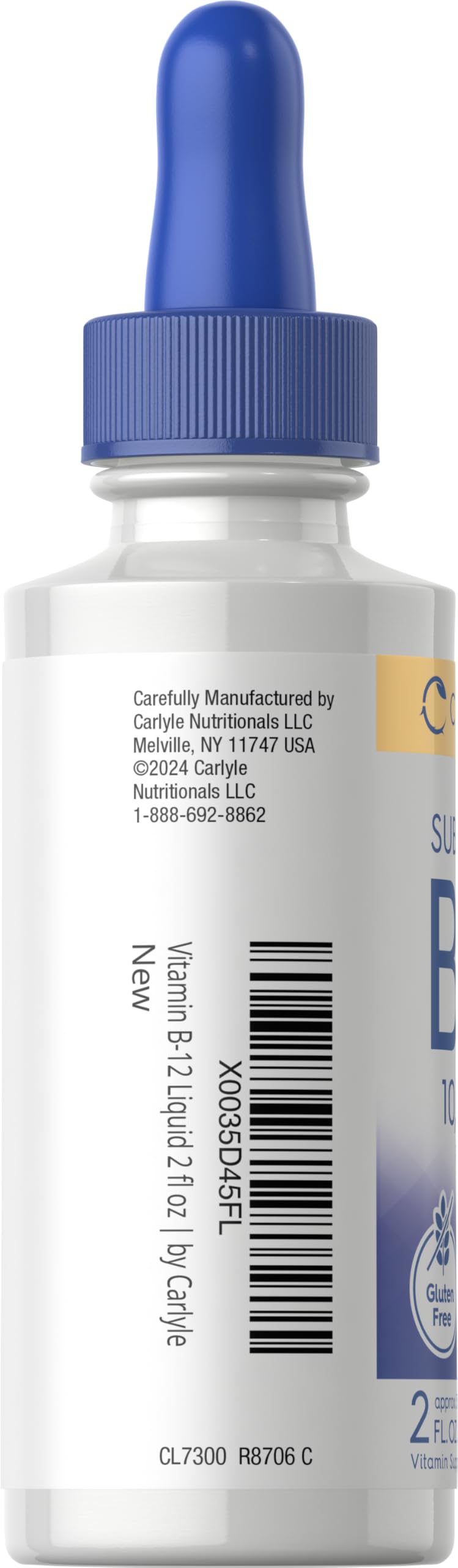 Carlyle Vitamin B12 Sublingual Liquid Drops | 10,000 mcg | 2 fl oz | As Cyanocobalamin and Methylcobalamin | Vegetarian, Non-GMO and Gluten Free 2 Fl Oz (Pack of 1)