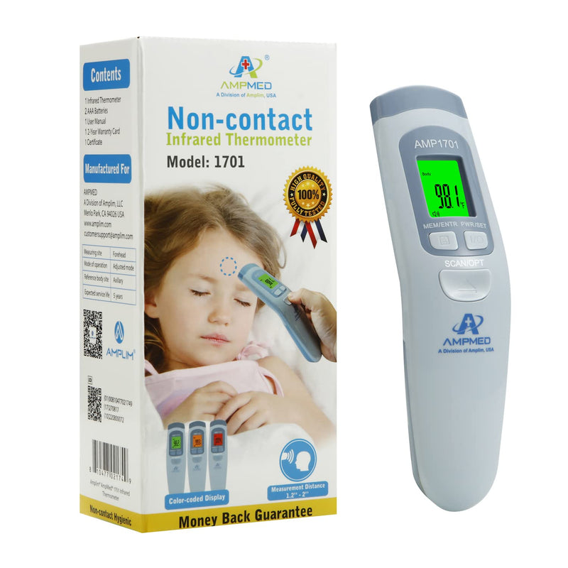 Amplim Medical Grade Forehead Thermometer for Adults, Kids, Baby, Non-Contact Digital Infrared Thermometer, Instant Read, Accurate & Fast Fever Detection, for Home, Clinic, Office Use Serenity