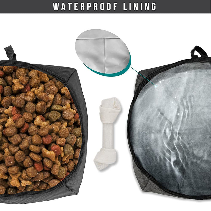 PetAmi Dog Food Travel Bag | Kibble Carrier for Dogs with Collapsible Dog Water Bowls Kit | Pet Food Travel Container Storage for Camping, Hiking Gear Accessories (Black, Grey) Food Bag & Collapsible Bowls Black & Gray - BeesActive Australia