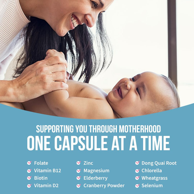 GOBIOTIX Postpartum Vitamins for Breastfeeding Moms - Postnatal Lactation Supplement with Organic Herbs, Minerals, Nutrients for New Mothers and Baby - Postpartum Essentials, Non GMO, Vegan, 60 Caps Postnatal Vitamins