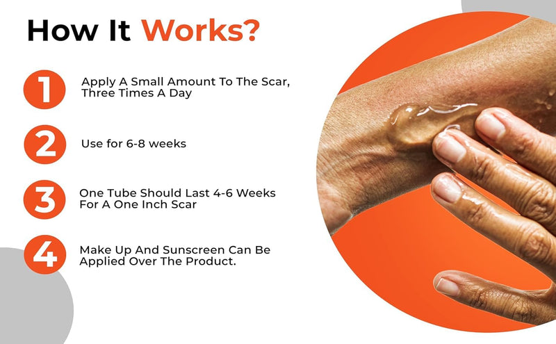 Silicone Scar Gel Cream for Old,New Scars, Keloids, C-Section, Burns, Acne, Surgical Treatment – Cosmetic Formula with Patented Silicone & Sea Berry Oil,Clinically Tested, Made in USA