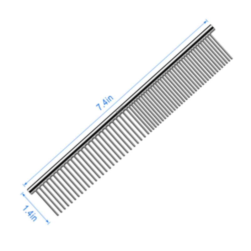 ROPO Dog Comb for Removing Matted Fur - Pet Dematting Comb with Rounded Teeth and Non-Slip Grip Handle - Prevents Knots and Mats for Long and Short Haired Pets (Round handle, Bright Silver) Round handle - BeesActive Australia