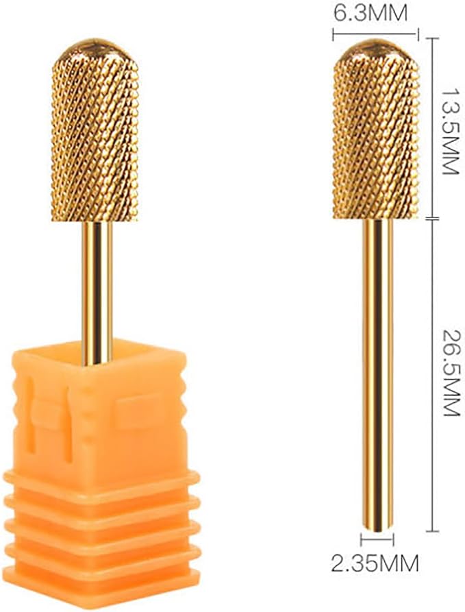 Nail Drill Bit, Gold Bit, Set of 3 Sizes, Nail Art, Barrel Carbide Bit, Nail Machine Attachment (F+C+M) - BeesActive Australia