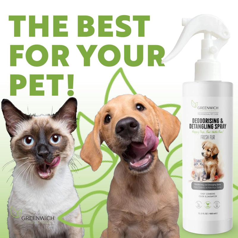 Greenwich Vegan Detangling and Deodorizing Spray for Cats and Dogs, Easy Grooming with Argan Oil and Lavender, Fresh Scent and Tangle-Free Coat, 400ml - BeesActive Australia