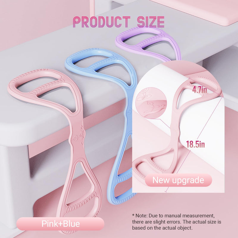 Figure 8 Resistance Band, Upgraded Full Body Training Multi-Function Design, Women's Multi-Function Resistance Band, Anti-Skid handleportable, Ideal for Yoga and Pilates Stretching Exercises Pink+Blue