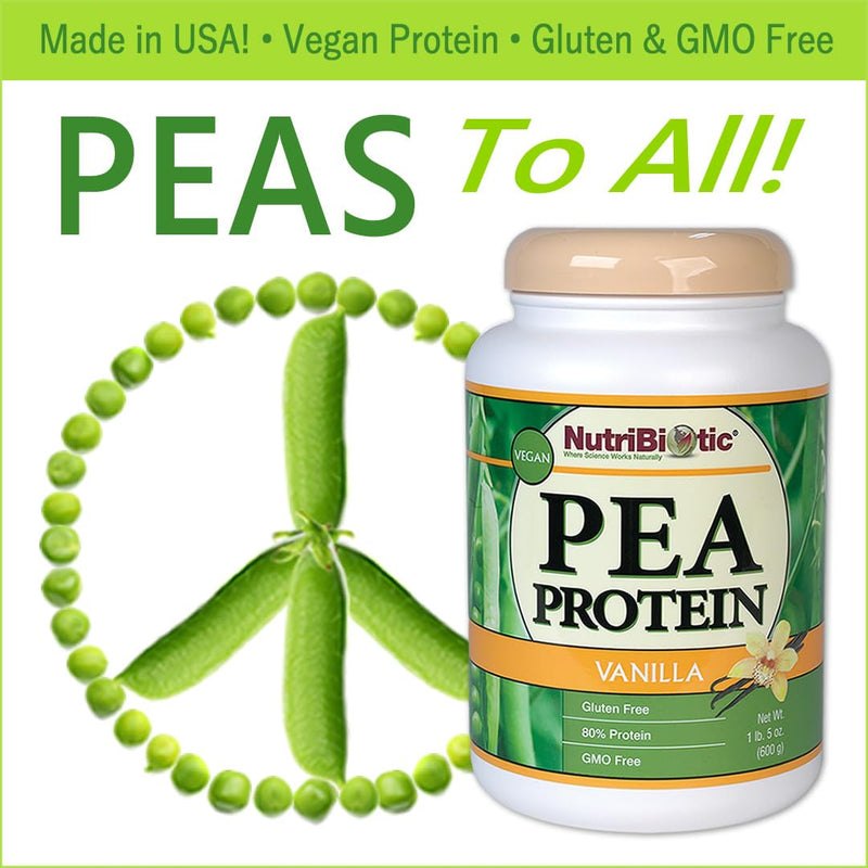 NutriBiotic Pea Protein Vanilla 21 Oz | Low Carb Vegan Plant Protein Powder | 100% Grown & Processed in the USA | Deliciously Creamy & BCAA-Rich | Made without Chemicals, GMOs & Gluten | Keto Friendly 1.31 Pound (Pack of 1) - BeesActive Australia