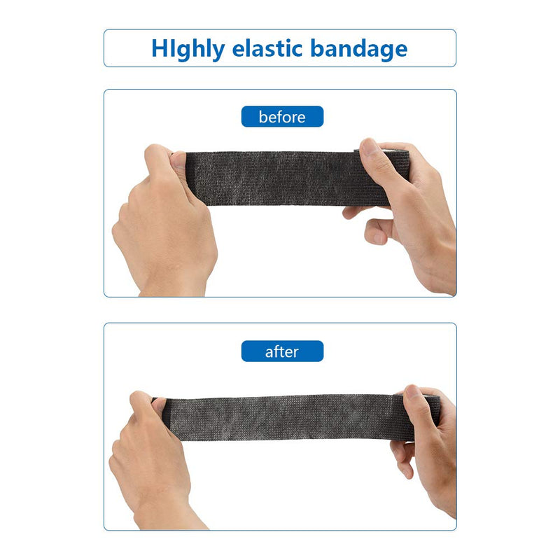 COJJ Pack of 24 5cm x 4.5m Adhesive Bandage Cohesive Bandage Self-Adhesive Bandage Finger Plaster Wound Dressing Fixing Bandage Animal Bandage Hand Tear Waterproof Elastic Bandage for People Pets (Black) 5cm - BeesActive Australia