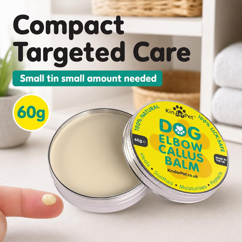 Dog Elbow Callus Balm Treatment Heal Soothe Moisturise Protect Cracked Dry Hard Damaged Rough Skin Lick-Safe 100% Organic All Natural Made in the UK 60g