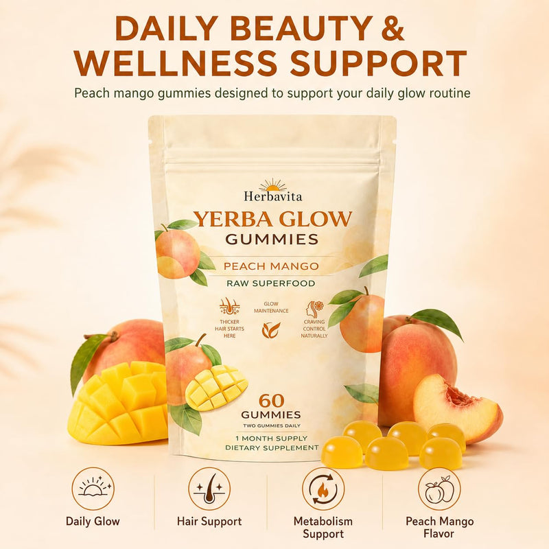 Folly Hair Growth Gummies,Yerba Glow Gummies，60 Count