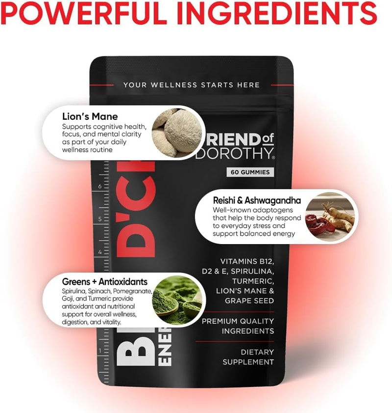 Daily Multivitamin for Men, Energy, Focus & Immunity Support, 60 Capsules | Supports Energy, Focus, Immunity & Cognition, Ashwagandha, Lion's Mane, Reishi, Spirulina, B12, D2, E, Turmeric, Non-GMO